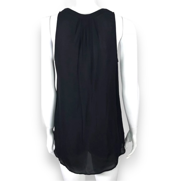 Joie Aruna Split Neck Silk Sleeveless Top Black & White Sheer Tank Top size XS - Picture 8 of 14